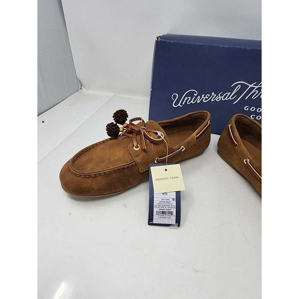 Universal Thread Chestnut‎ Midge Boat Shoes Womens 9.5 Memory Foam Brown Loafers